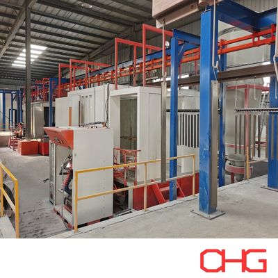 Guter Preis Aluminiumprofil-Pulverbeschichtung Produktionslinie angepasste technische Daten mit Überkopffördersystem Leistung Online