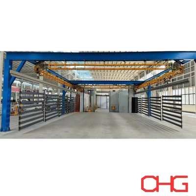 Metallregale Pulverbeschichtungslinie mit leistungsfreiem Fördersystem und PLC-Steuerungseinheit